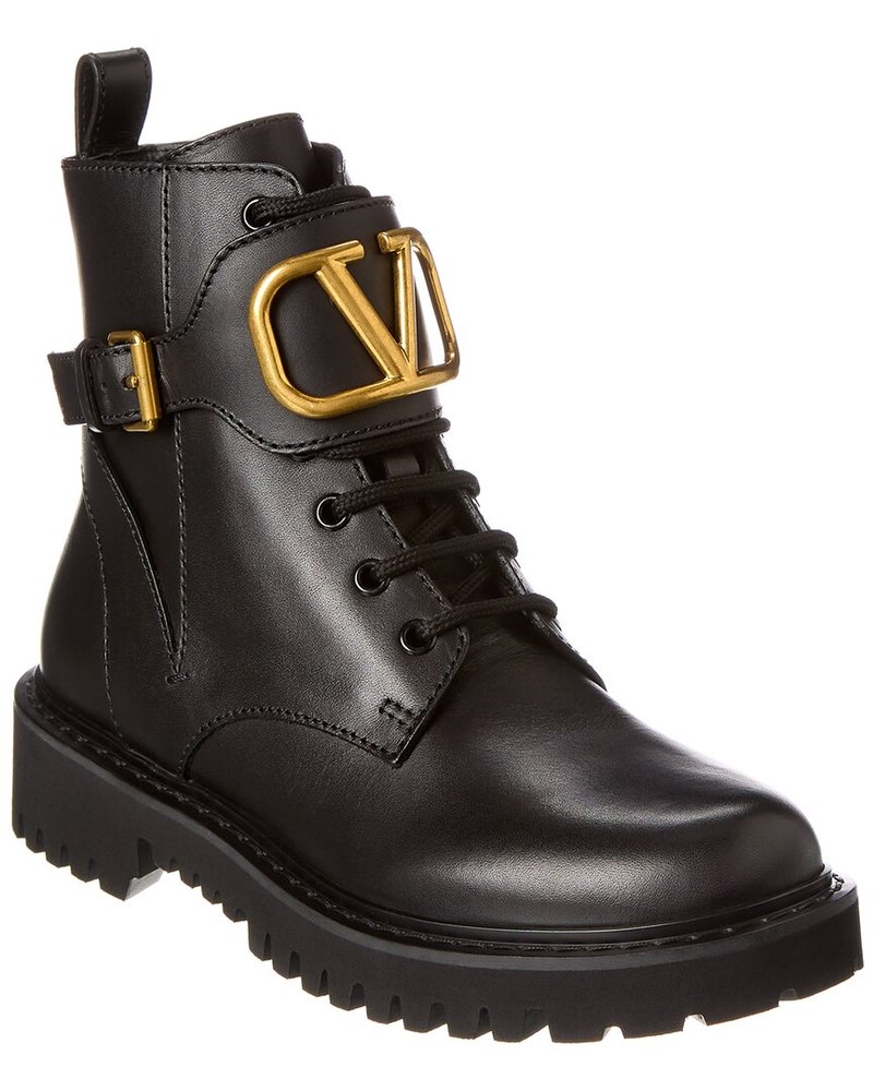 Valentino VLogo 35 Leather Combat Boot
