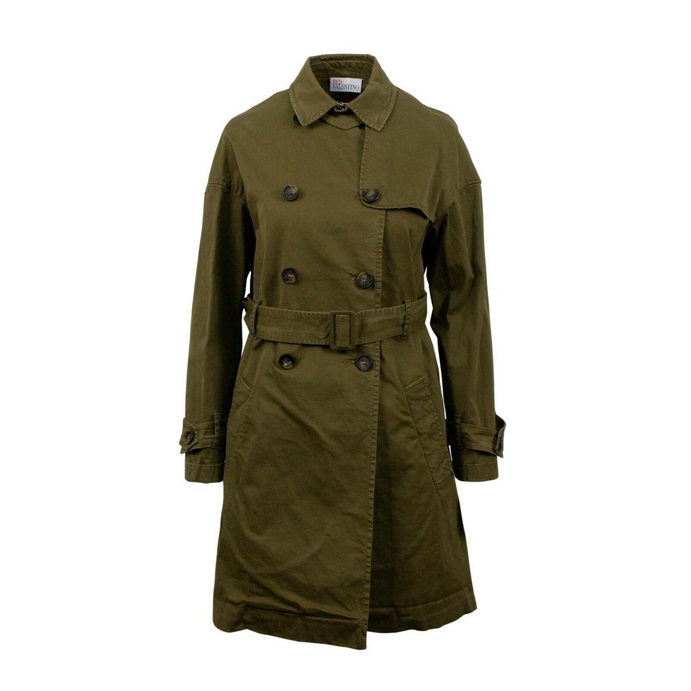 Olive Green Double-Breasted Trench Coat