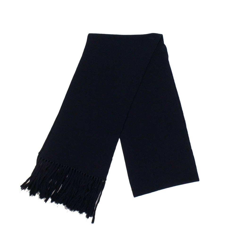 Wool Cable Knit Scarf – Navy Blue