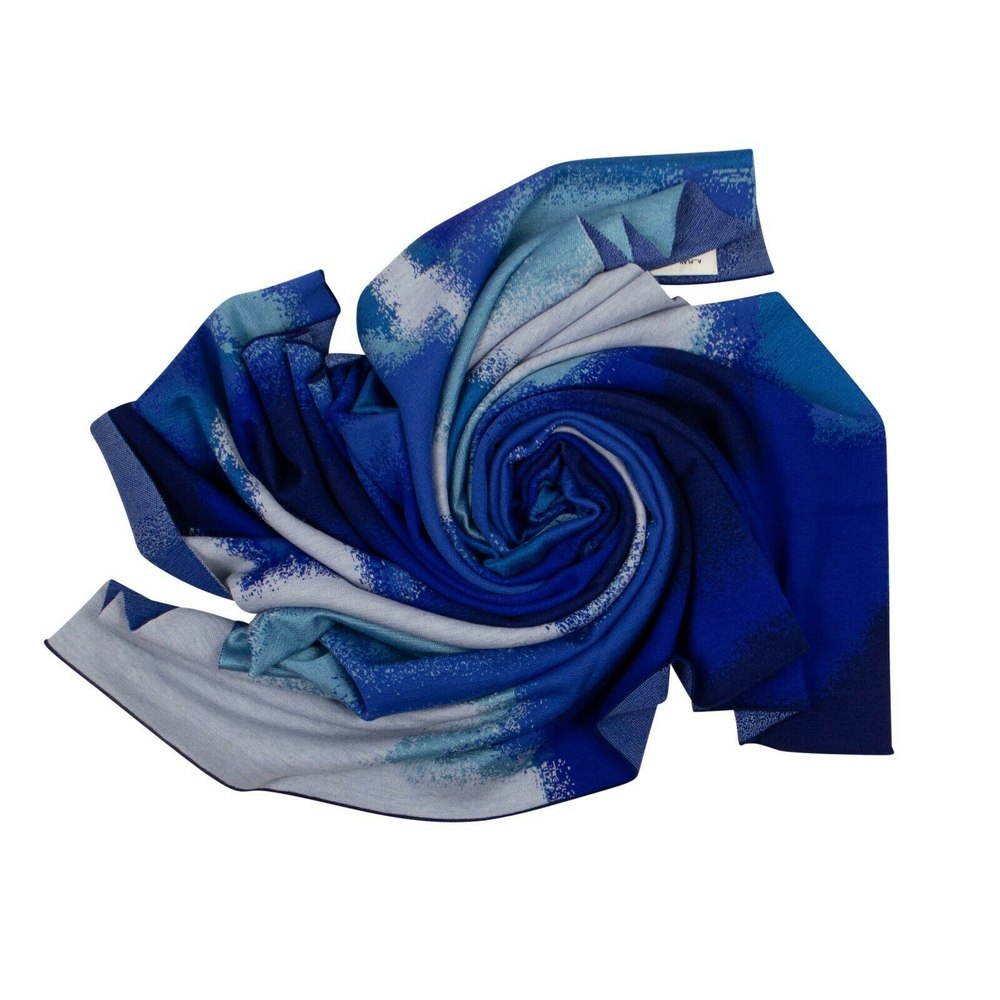 Wool Jacquard Scarf – Blue