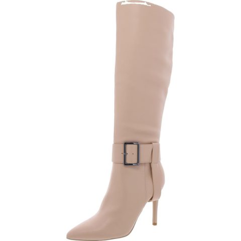 Aiyda Buckle Faux Leather Knee-High Boots