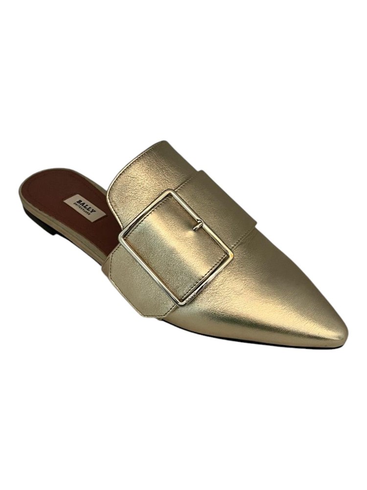Bally Hamelin 6223284 Ladies Champagne Leather Buckled Mules