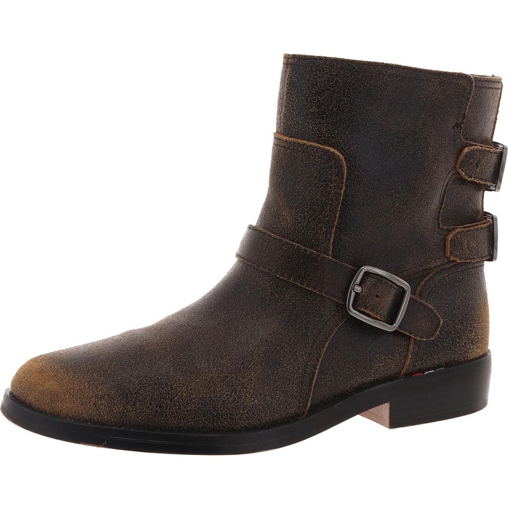 L-PRINA Buckle Leather Ankle Boots