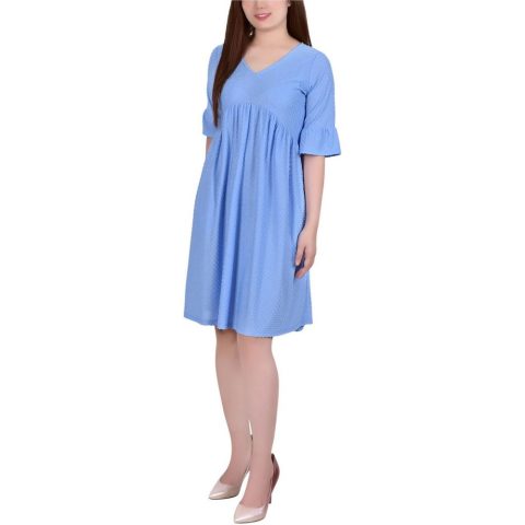 Textured V-Neck Shift Dress