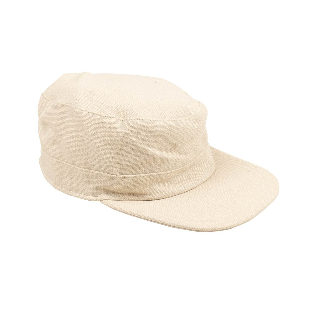 Beige Denim Cotton Army Style Cap