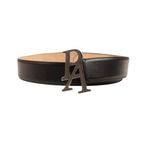 Black Leather Logo Belt