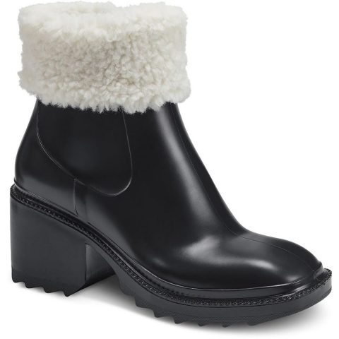 Eadin Faux Fur Trim Cushioned Rain Boots