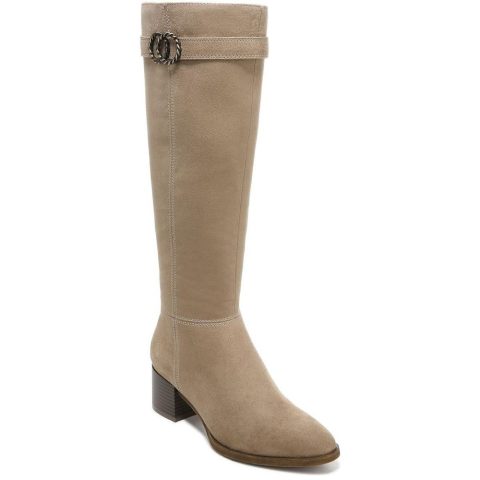Daring Faux Suede Stacked Heel Knee-High Boots