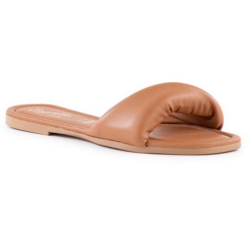 Breath Of Fresh Air Criss-Cross Faux Leather Slide Sandals