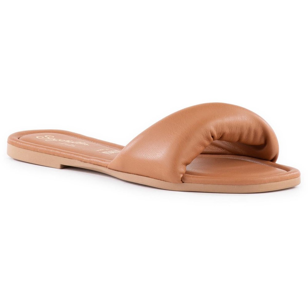 Breath Of Fresh Air Criss-Cross Faux Leather Slide Sandals