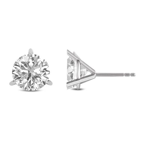 Diana M Lab 1/2ct TW 3prong Martini Studs Earring in 14KT WHITE Gold
