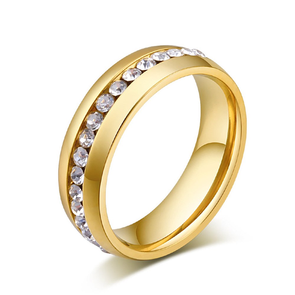 18K Gold Sleek Embellished Eternity Band Ring 7733298462780