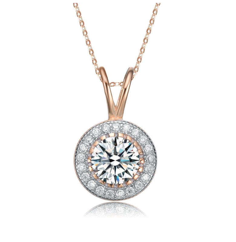 Classy Round Pendant Necklace with Clear Cubic Zirconia 7733294792764