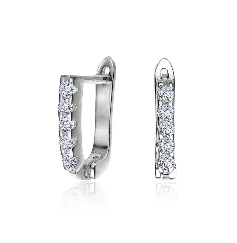 Beautiful 13mm U Shaped Clear Cubic Zirconia Hoop Earrings 7733302231100