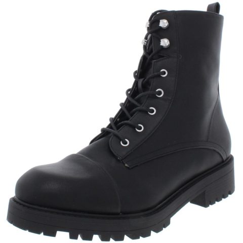 Elmhurst Faux Leather Lug Soul Combat Boots