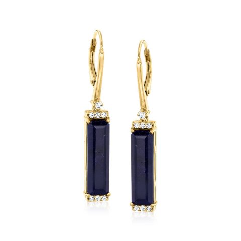 Ross-Simons Sapphire Drop Earrings With . White Topaz in 18kt Gold Over Sterling