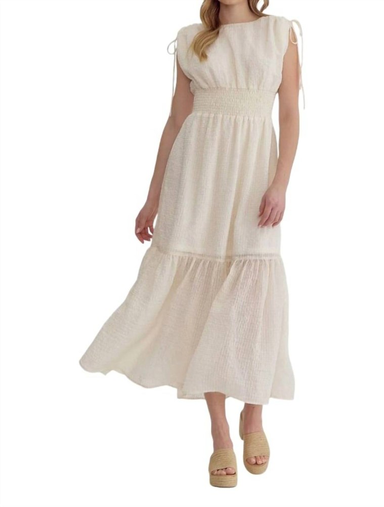 Textured Midi Dress In Ivory