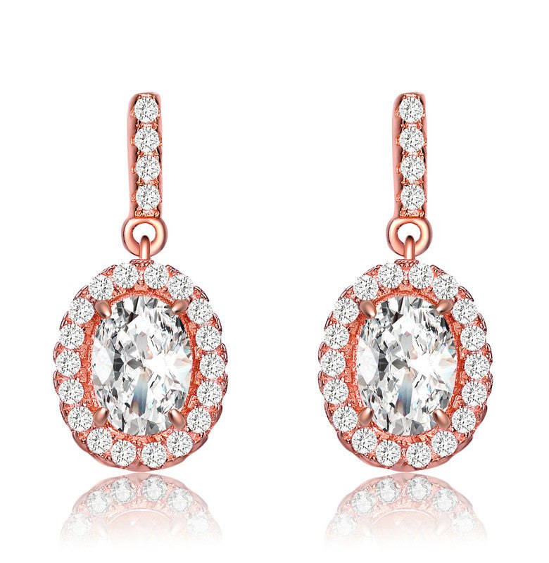 18k Rose Gold Plated with Colored Cubic Zirconia Dangle Earrings 7733309014076
