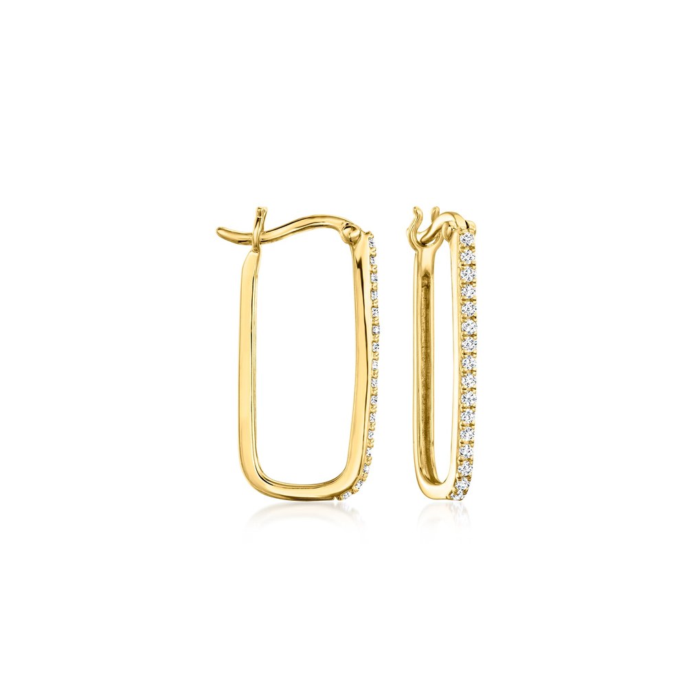 Ross-Simons Diamond Paper Clip Link Hoop Earrings in 18kt Gold Over Sterling 7733309308988