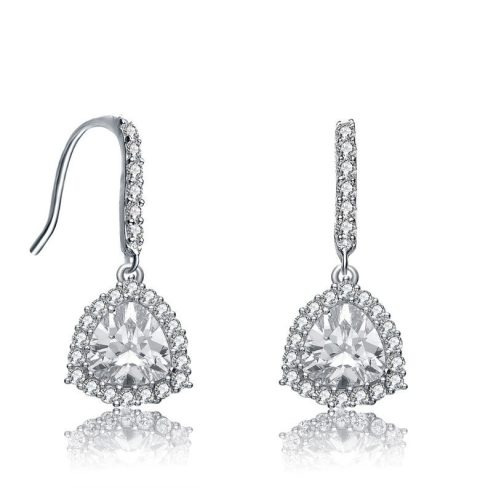 White Gold Plated Clear Cubic Zirconia Drop Earrings 7733308883004
