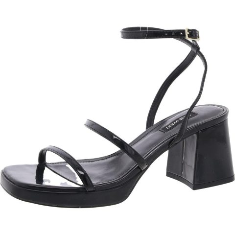 FLAME3 Strappy Patent Leather Block Heels