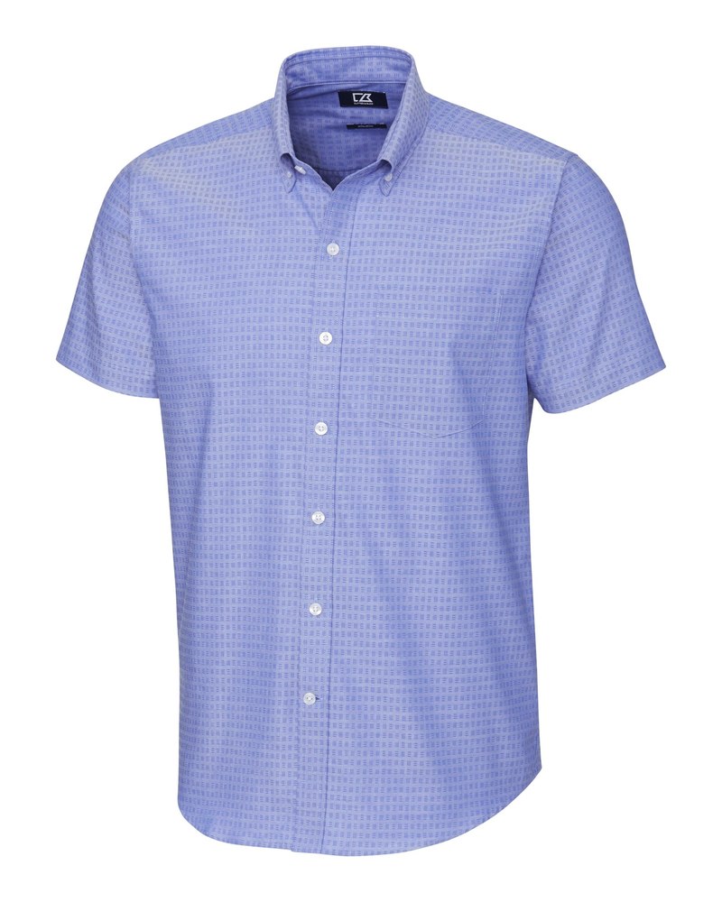 Cutter & Buck Men’s Strive Three Bars Jacquard Short Sleeve Shirt