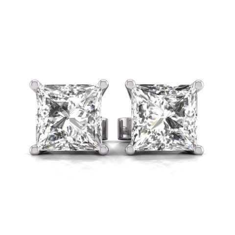 Diana M Lab 14KT WG 1/2ct TW LGD Princess Earring