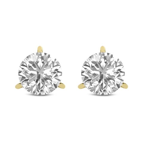 Diana M Lab 1.50ct TW 3prong Martini Studs Earring in 14KT YELLOW Gold