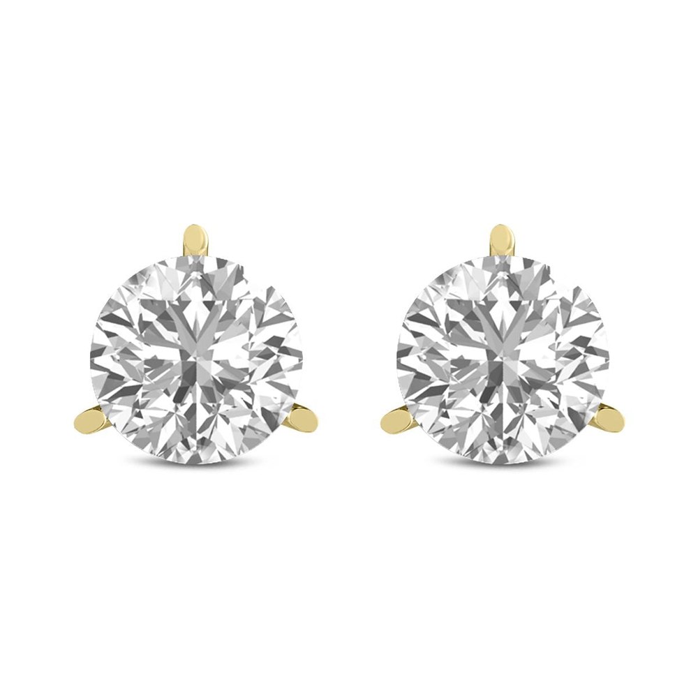Diana M Lab 1.50ct TW 3prong Martini Studs Earring in 14KT YELLOW Gold