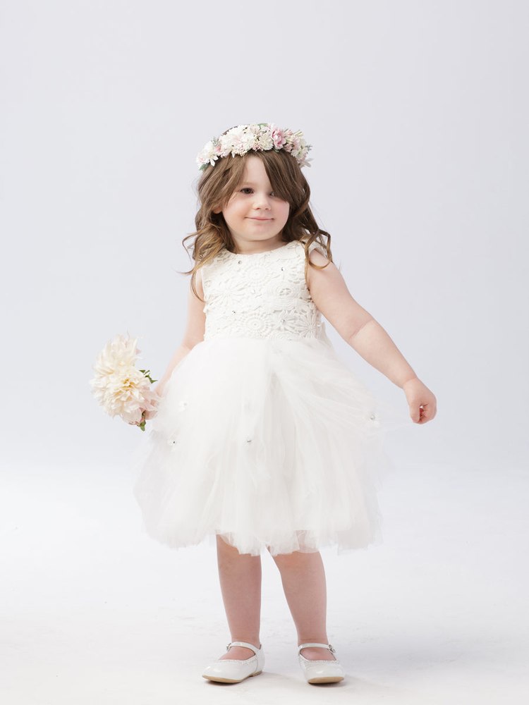 Girls Floral Lace Bodice with Tulle Skirt Dress, Sizes 2-10
