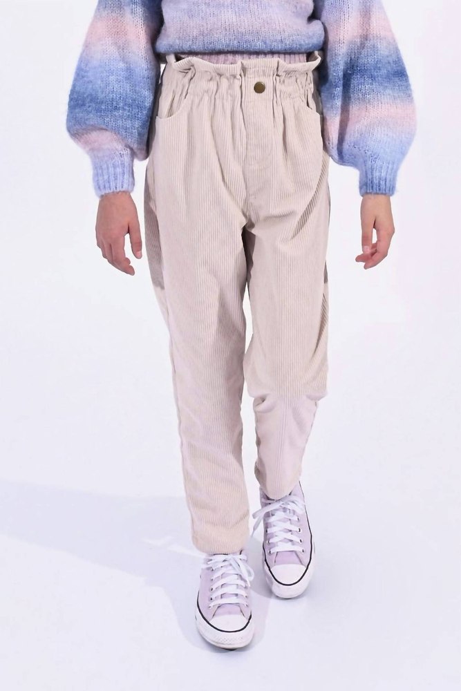 Girls Corduroy High-Waist Pant In Beige 7733639675964