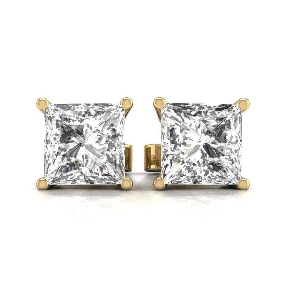 Diana M Lab 14KT YG 1/2ct TW LGD Princess Earring