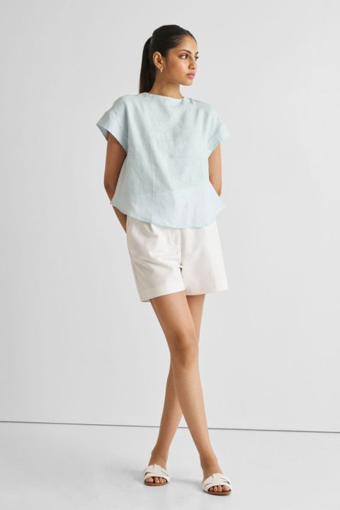 Cap Sleeved Everyday Top in Summer Blue