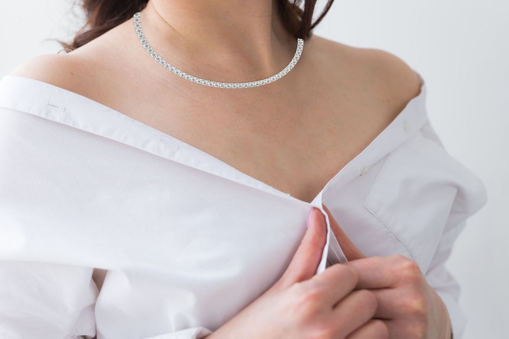 Diana M Lab 25 Carat TW Diamond Tennis Necklace in 14K White Gold