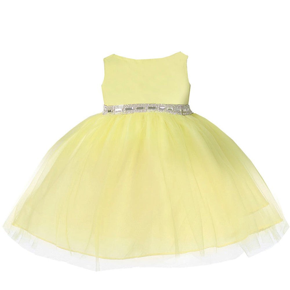 Baby Girls Yellow Rhinestone Tulle Flower Girl Dress 6-24M