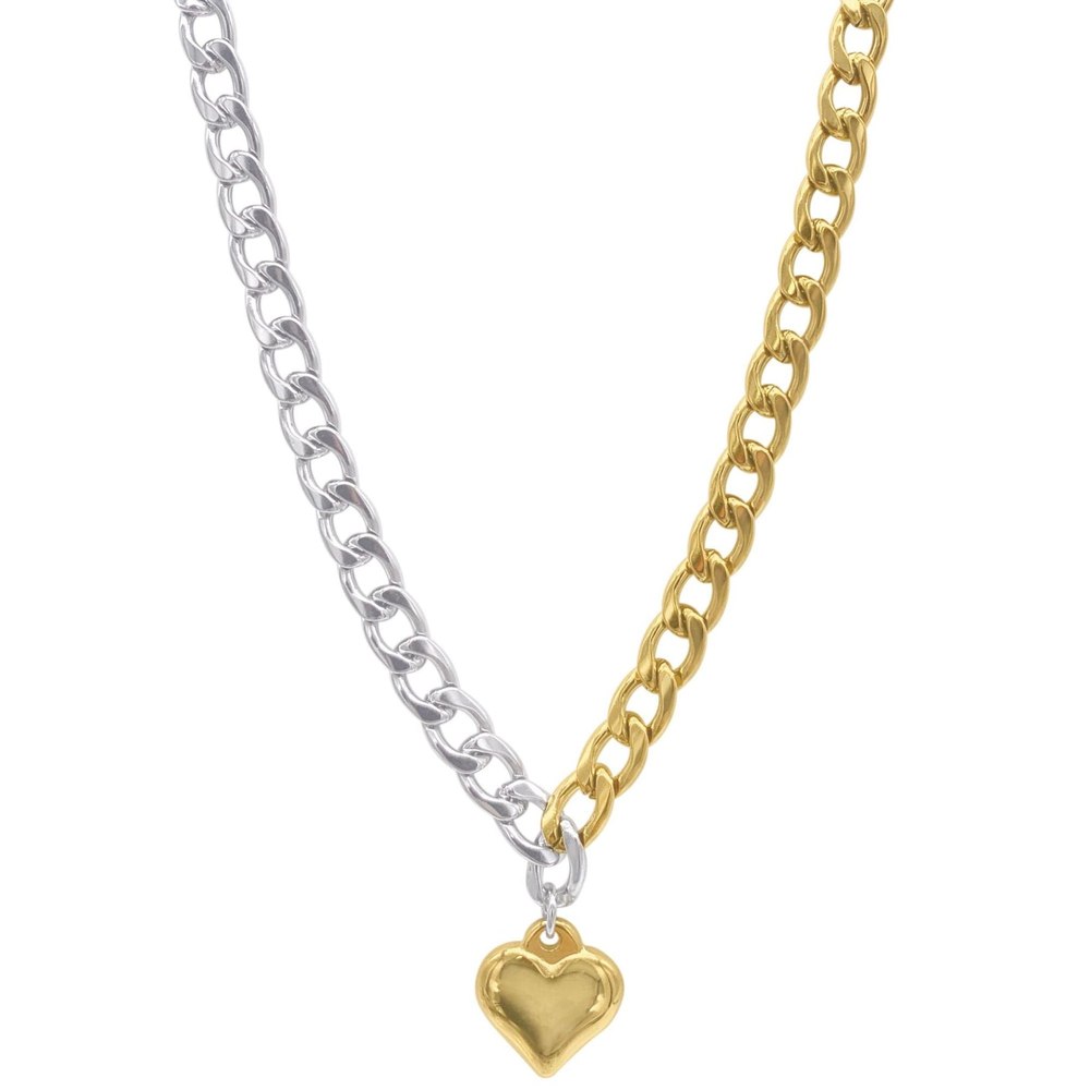 Water Resistant Crystal Heart Tennis Chain Necklace gold 7151992897596