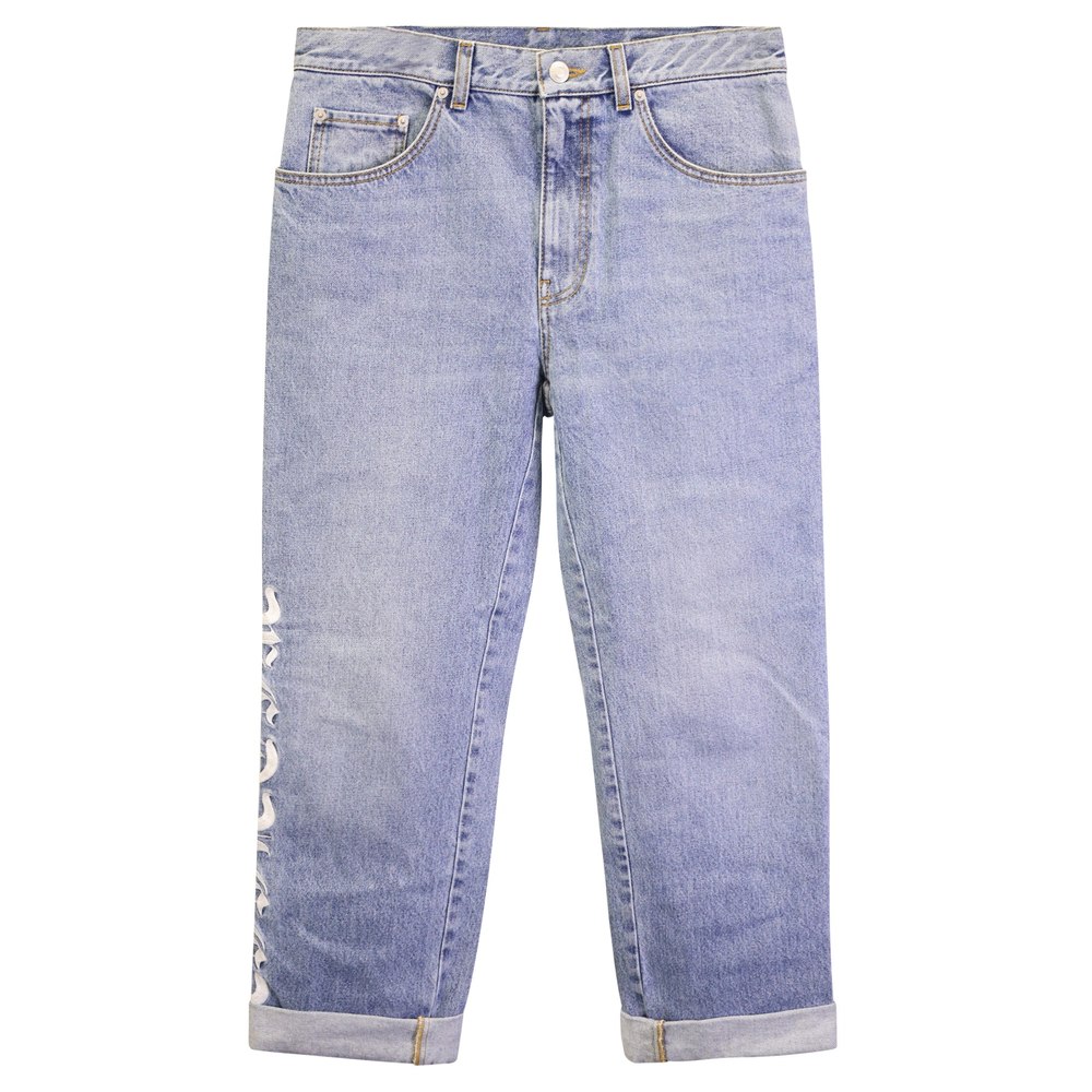 Alexander McQueen Logo Embroidered Jeans in Light Blue Cotton 7733741092924