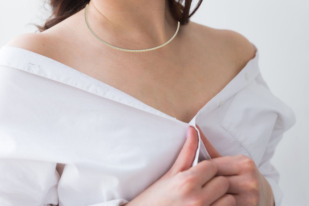 Diana M Lab 5 Carat TW Diamond Tennis Necklace in 14K yellow Gold