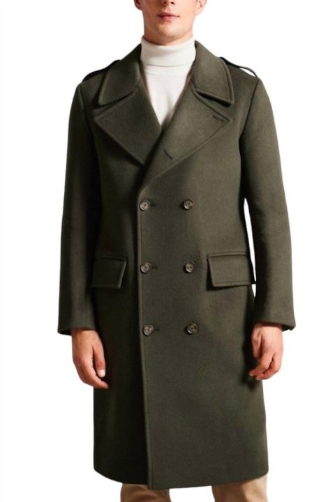 Avin Wool Blend Military Coat In Dark Green 7733777137724
