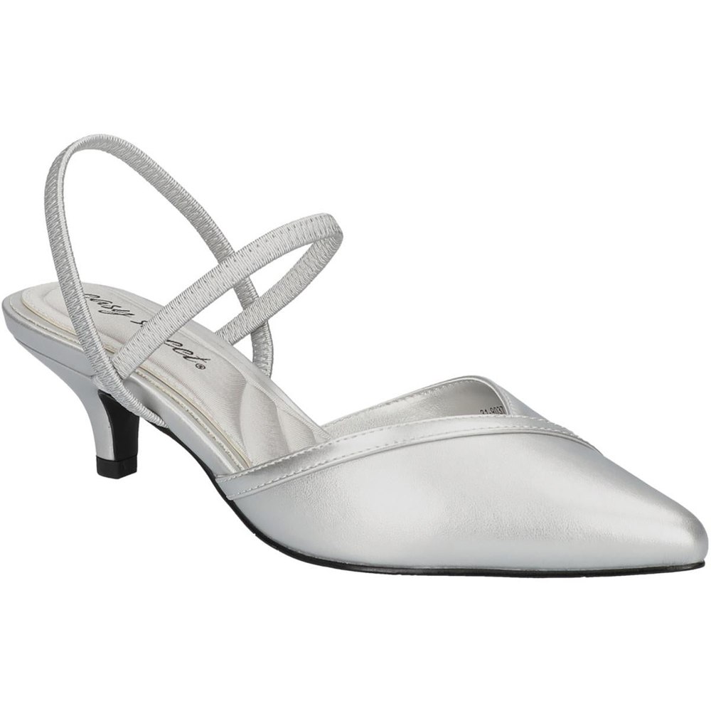 Faux Leather Strappy Kitten Heels