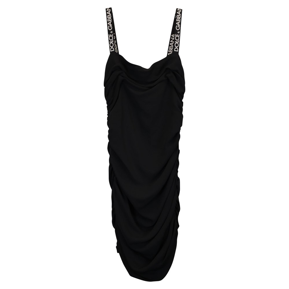 Dolce & Gabbana Ruched Mini Dress in Black Cotton 7733831729212