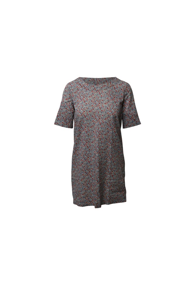 A.P.C. Floral Print Shift Dress in Multicolor Cotton