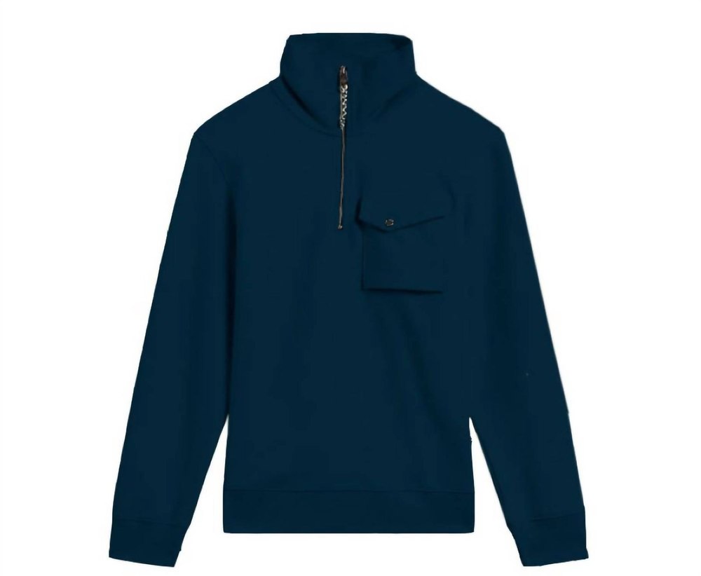 Men Ecos Half Zip Cotton Sweatshirt In Navy