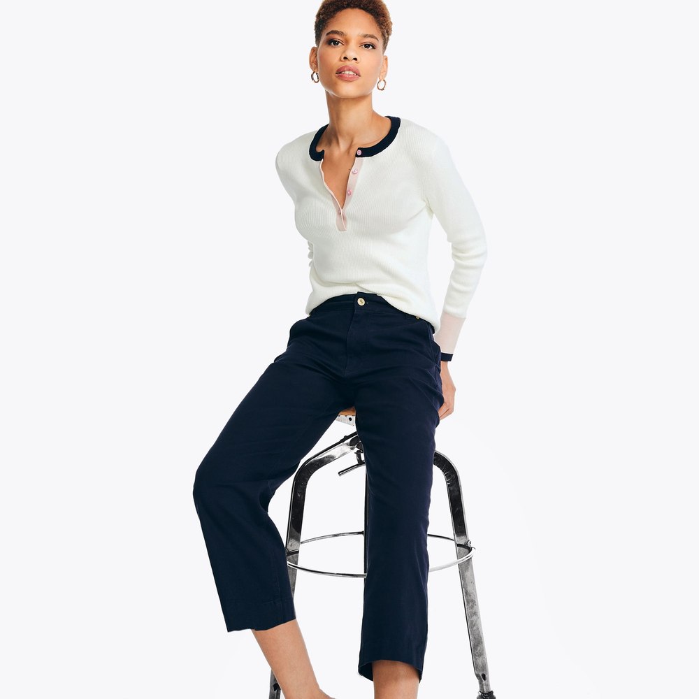 Nautica Womens High Rise Wide Leg Cropped Pant 7734265544764