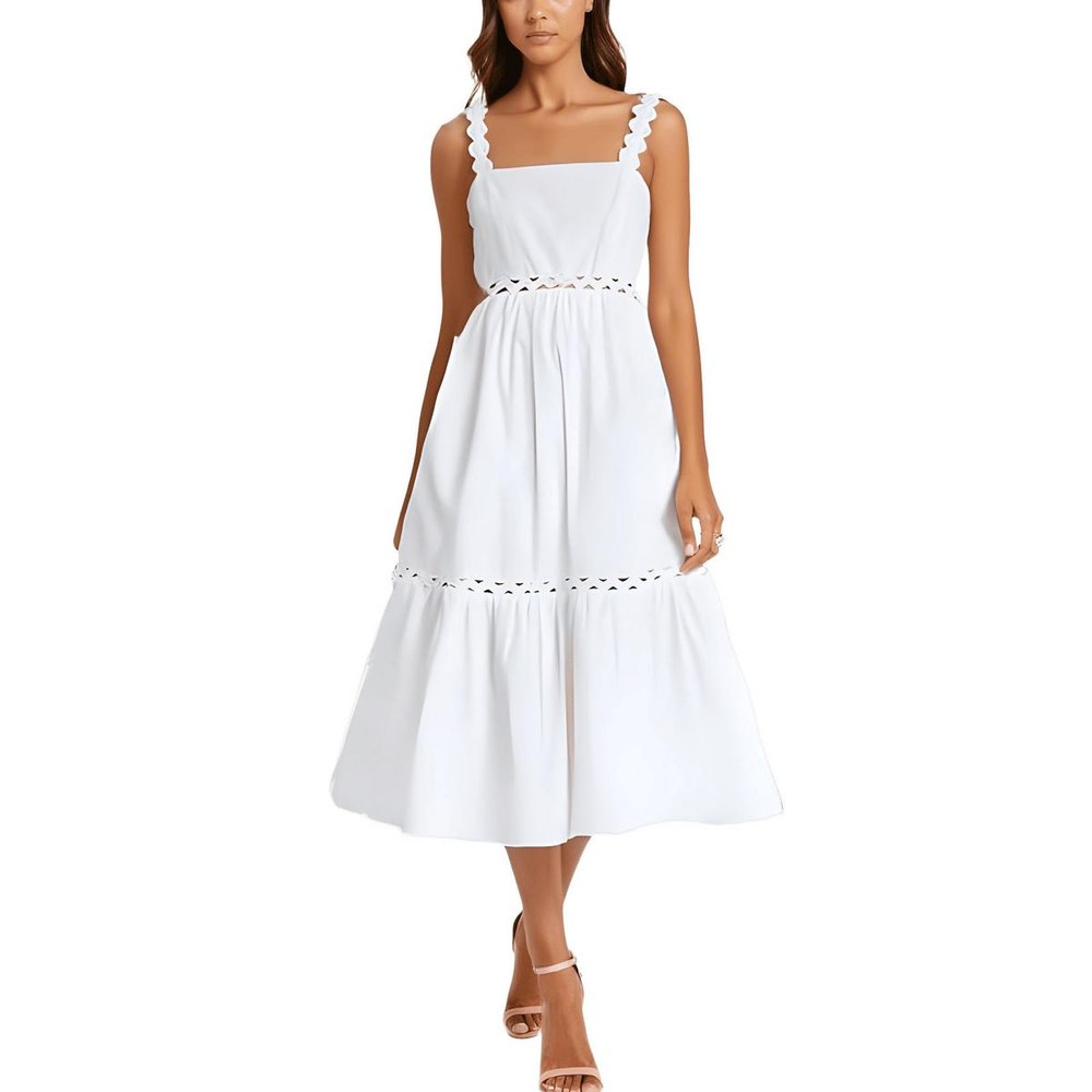 Square Neck Sleeveless Midi Dress