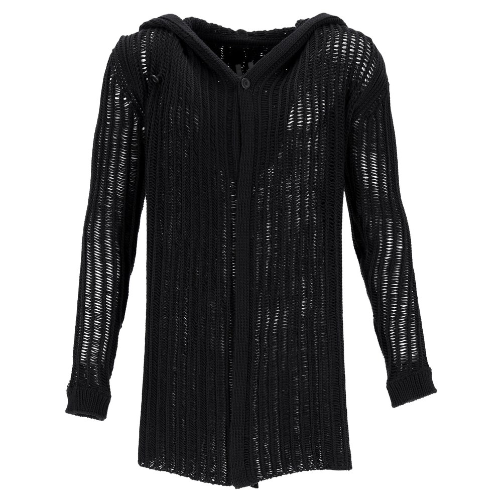 Rick Owens Hooded Cardigan in Black Wool 7748639653948
