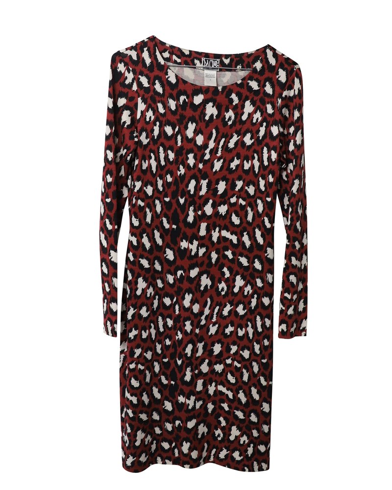 Diane Von Furstenberg Archive Leopard Print Bandage Dress in Burgundy Silk