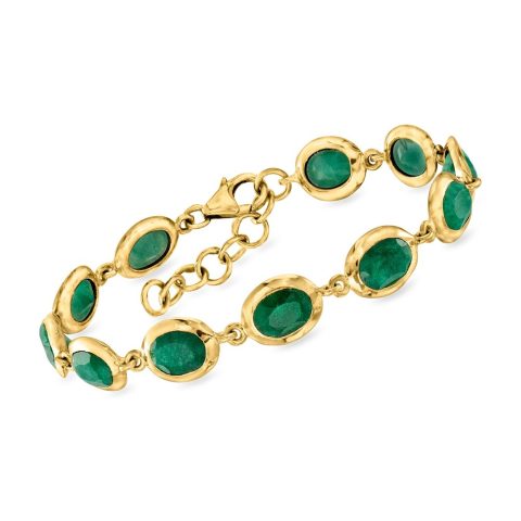 Ross-Simons Emerald Bracelet in 18kt Gold Over Sterling