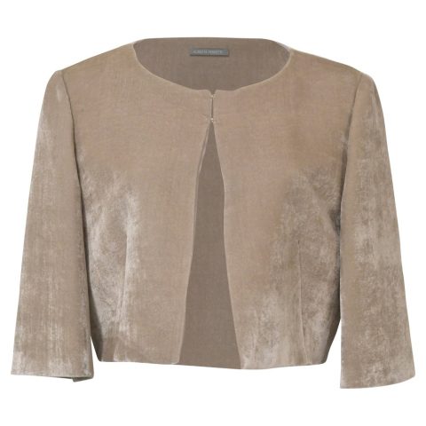 Alberta Ferretti Cropped Jacket in Beige Velvet 7748662231100