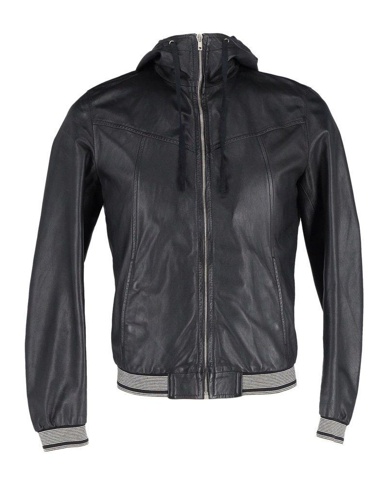 Dolce & Gabbana Hooded Jacket in Black Leather 7748676124732